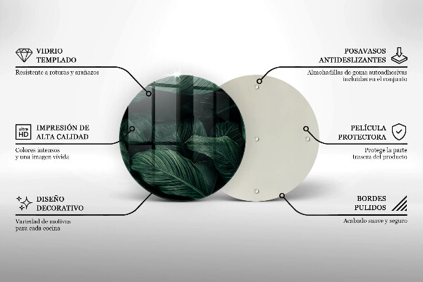 Tagliere in vetro Foglie scure