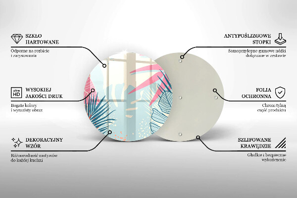 Tagliere in vetro Foglie pastello