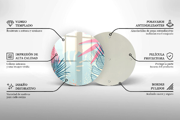 Tagliere in vetro Foglie pastello