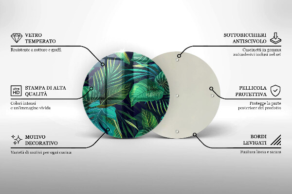 Tagliere in vetro Illustrazione delle foglie della giungla