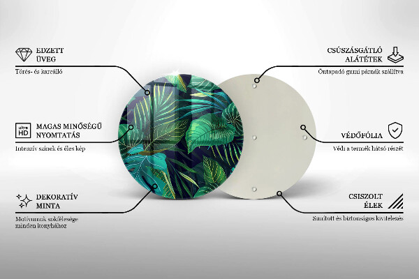 Tagliere in vetro Illustrazione delle foglie della giungla