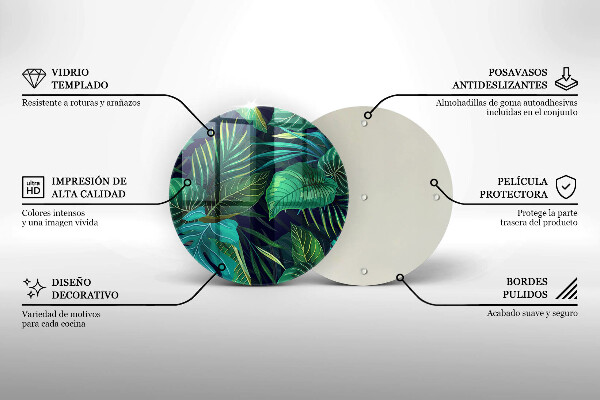 Tagliere in vetro Illustrazione delle foglie della giungla