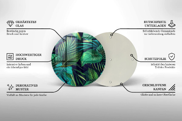 Tagliere in vetro Illustrazione delle foglie della giungla