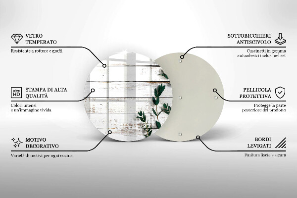 Tagliere in vetro Vecchie tavole e foglie