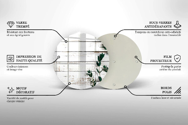 Tagliere in vetro Vecchie tavole e foglie