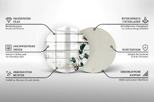Tagliere in vetro Vecchie tavole e foglie