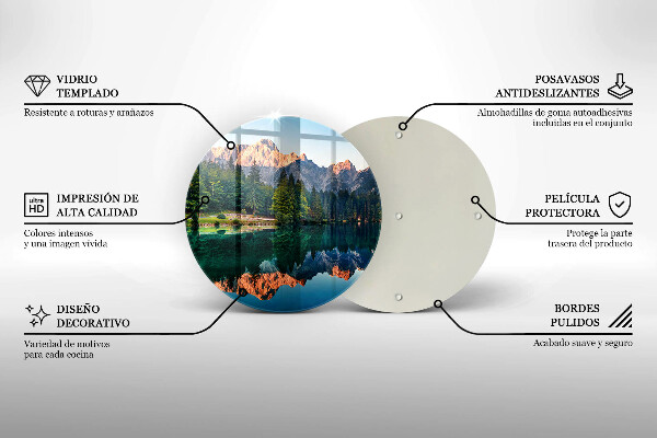 Tagliere in vetro Foresta e lago di montagna