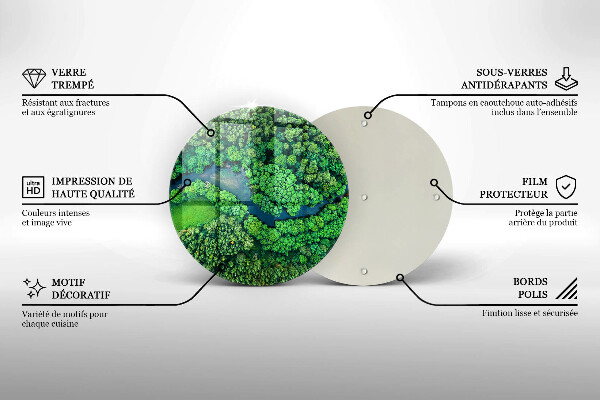 Tagliere in vetro Foresta e fiume da una vista a volo d'uccello