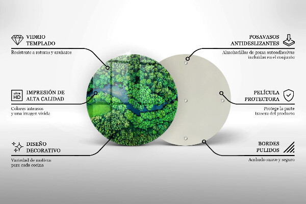 Tagliere in vetro Foresta e fiume da una vista a volo d'uccello