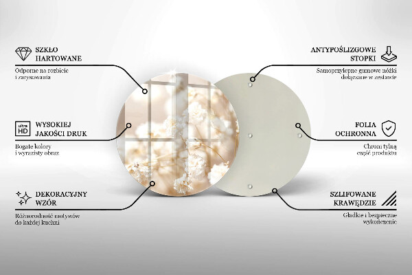 Tagliere in vetro Delicati fiori bianchi