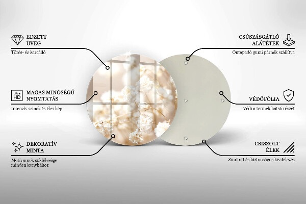 Tagliere in vetro Delicati fiori bianchi