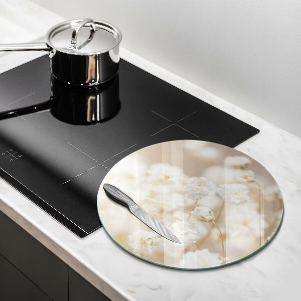 Tagliere in vetro Delicati fiori bianchi