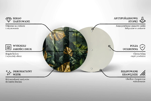 Tagliere in vetro Foglie dorate di monstera
