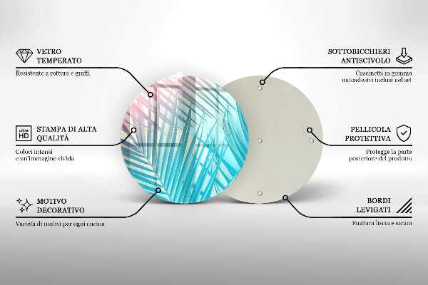 Tagliere in vetro Foglie pastello