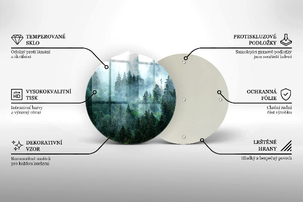 Tagliere in vetro Foresta nella nebbia