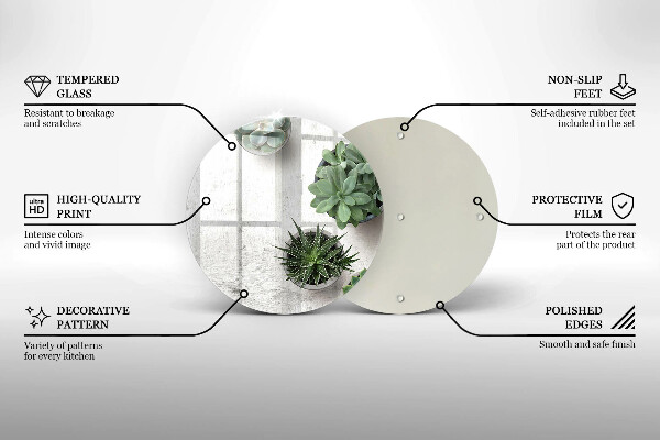 Tagliere in vetro Succulente su cemento
