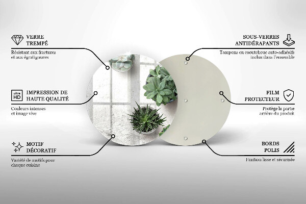 Tagliere in vetro Succulente su cemento