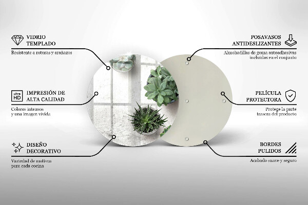 Tagliere in vetro Succulente su cemento