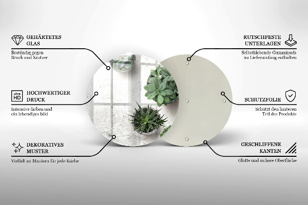 Tagliere in vetro Succulente su cemento