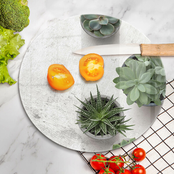 Tagliere in vetro Succulente su cemento