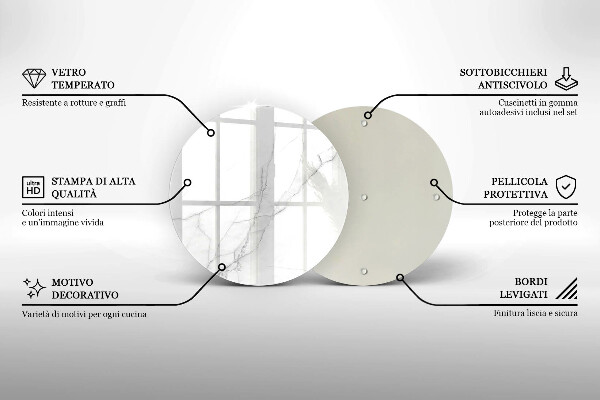 Tagliere in vetro Delicato marmo bianco