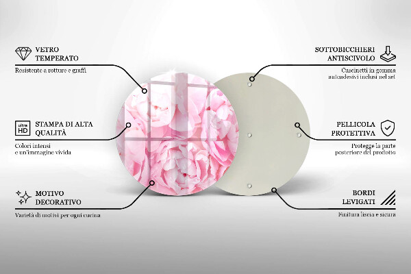 Tagliere in vetro Peonie delicate