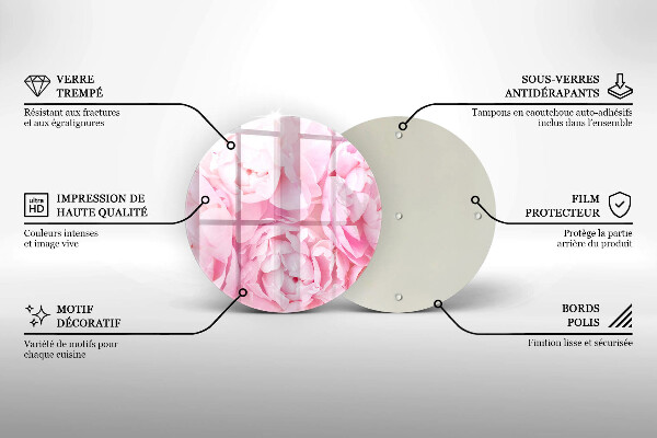 Tagliere in vetro Peonie delicate