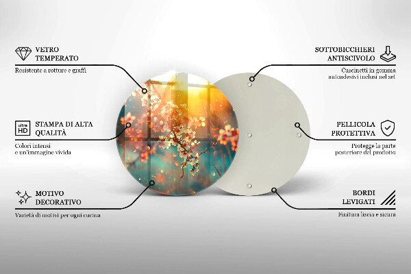Tagliere in vetro I meli fioriscono al sole