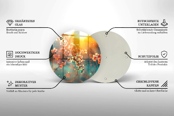 Tagliere in vetro I meli fioriscono al sole