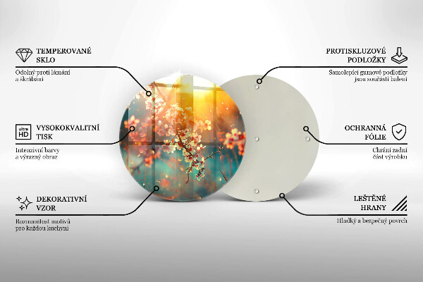 Tagliere in vetro I meli fioriscono al sole