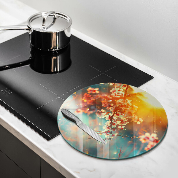 Tagliere in vetro I meli fioriscono al sole