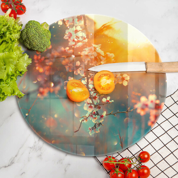 Tagliere in vetro I meli fioriscono al sole