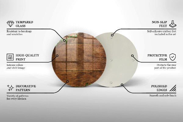 Tagliere in vetro Tavole e foglie di legno
