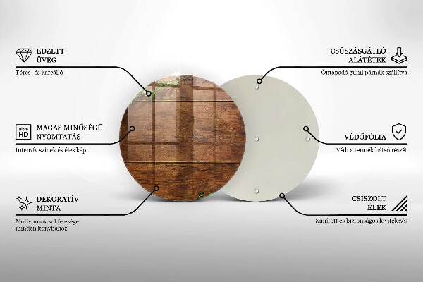 Tagliere in vetro Tavole e foglie di legno