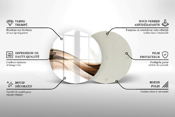 Tagliere in vetro Linee marroni astratte