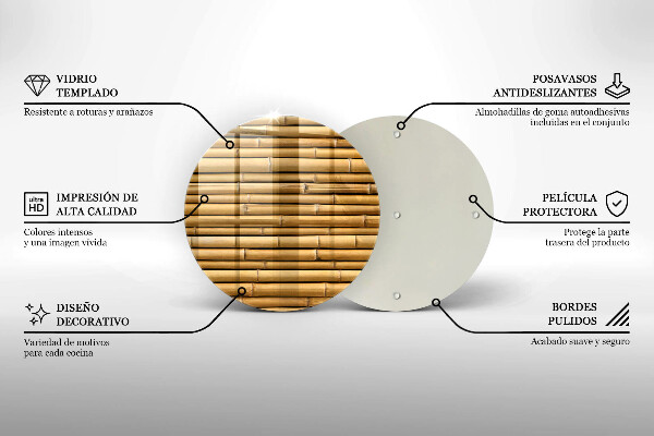 Tagliere in vetro Bambù boho naturale