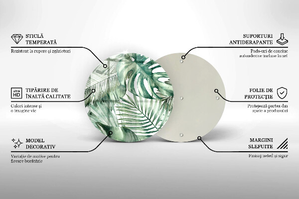 Tagliere in vetro Foglie dipinte