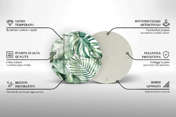 Tagliere in vetro Foglie dipinte