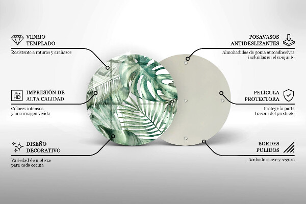 Tagliere in vetro Foglie dipinte