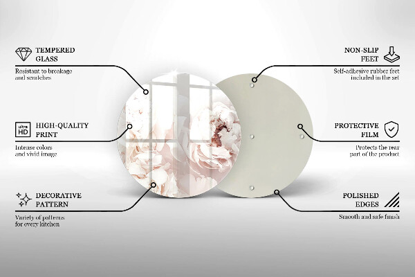 Tagliere in vetro Peonie pastello