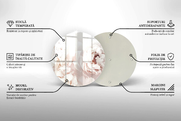 Tagliere in vetro Peonie pastello