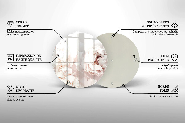 Tagliere in vetro Peonie pastello