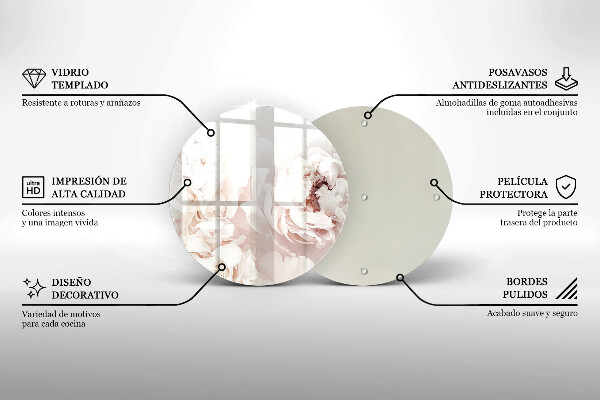 Tagliere in vetro Peonie pastello