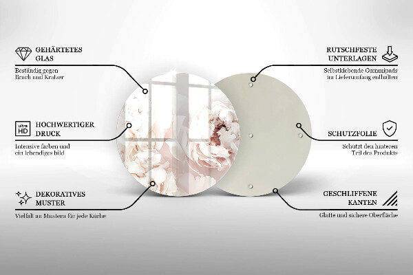 Tagliere in vetro Peonie pastello