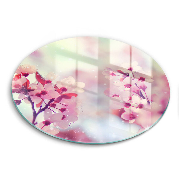 Tagliere in vetro Fiori rosa primaverili