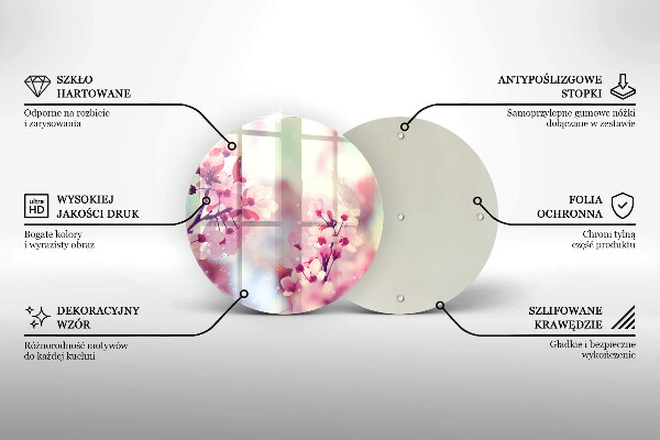 Tagliere in vetro Fiori rosa primaverili