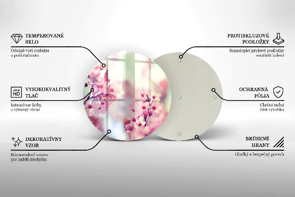 Tagliere in vetro Fiori rosa primaverili