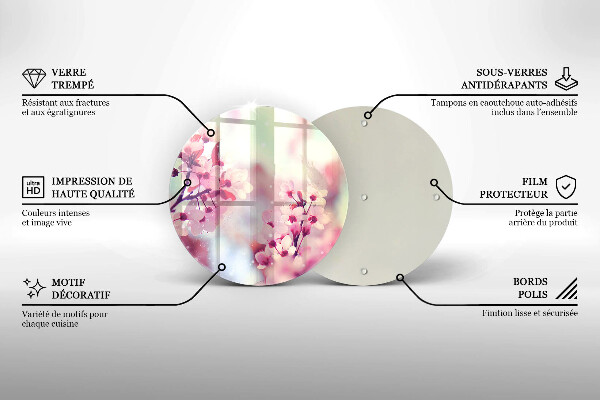 Tagliere in vetro Fiori rosa primaverili
