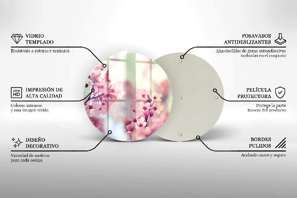 Tagliere in vetro Fiori rosa primaverili