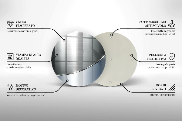 Tagliere in vetro Modello di astrazione in metallo